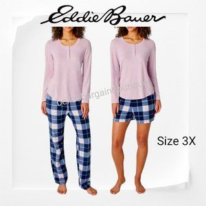 Eddie Bauer Ladies' 3-Piece Waffle Fleece Pajamas Set PURPLE Size 3X 24/26
